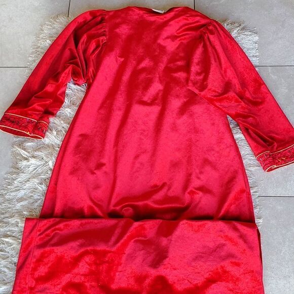 Vtg. Appel Fleece Zip Front Robe Housecoat Embroidered Floral Details M - Picture 4 of 8